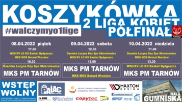 Plakat półfinałowego turnieju drugiej ligi koszykówki kobiet